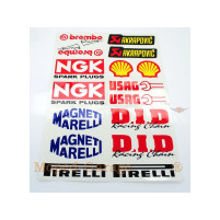 Sada sponzorských samolepek Shell, Pirelli, Marelli, NGK, Brembo, Akrapovic, DID, USAG