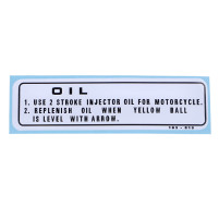 Samolepka na olej pro dvoutaktní motory, 22x75mm pro Honda MT, MB 5, 8, 50, 80 - 87570-183-610
