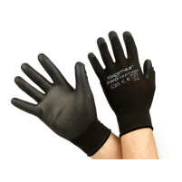 Pracovní rukavice, mechanické rukavice, ochranné rukavice, BGM PRO tection, jemně pletené rukavice, 100% nylon s polyuretanovým zátěrem, velikost XXL