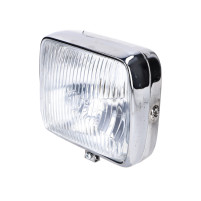 Obdélníkový světlomet 18cm chromovaný pro moped, skútr, koloběžku