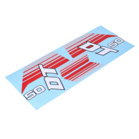 Sada samolepek na nádrž, šedočervená, pro Yamaha DT 50 Mokick