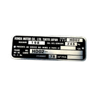 Typový štítek pro Honda MT 80