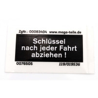 Samolepky do kokpitu, rozměry 40/15 mm, barva černá/bílá, pro Hercules, Prima, M, HR Hobby Rider, K 50, MK, KX, Ultra  204.947.20.27