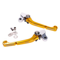 Sada brzdové a spojkové páčky Schmitt, CNC obráběný hliník, stříbro-zlatá, pro Simson S50, S51, S53, KR51/2, SR50, SR80