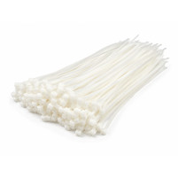Stahovací pásky bílé 380 × 7,6 mm, 50 ks, nylon PA66