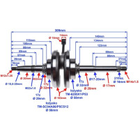 Klikový hřídel 17mm pro Čínské skútry Prodigy, Jonway, Fly Candeza GY6 125/150 ccm GY6-B(GY7) BN157QMJ ME022000-0450