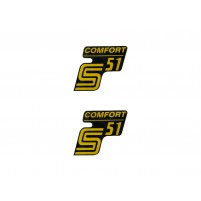 Nápis S51 Comfort samolepka černo-žlutá 2 kusy pro Simson S51