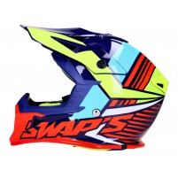 Motokrosová přilba SWAPS S818 modrá / fluo-žlutá / červená